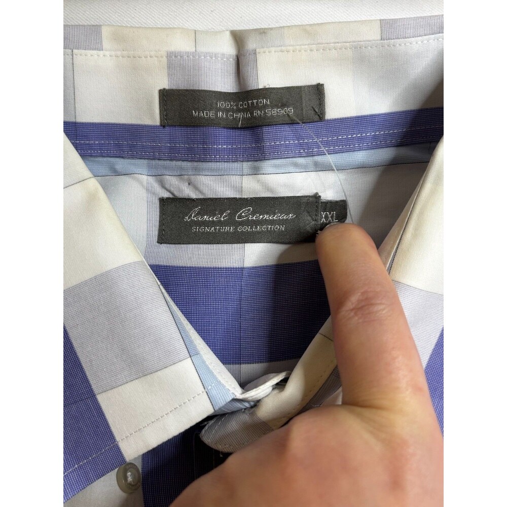 Daniel Cremieux Signature Collection XXL 2XL Blue White Plaid Cotton Shirt NWOT - Picture 3 of 10